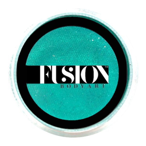 Fusion Body Art Pro Face Paint | Pearl Mermaid Green (25gm), Professional Quality Water Activated Shimmery Face and Body Paint Supplies Single Metallic Makeup Cake Hypoallergenic, Non-Toxic, Safe