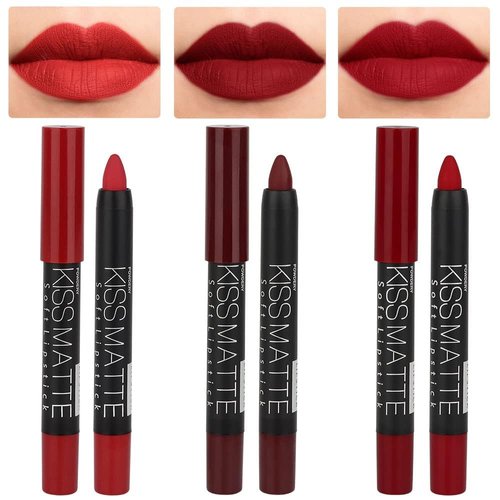 GHFCZOO 3pcs Nude Beige Matte Lip Liner and Lipstick Set, Chestnut Brown and Mauve Thick Matte Lip Crayons, 24-Hour Long-Lasting Waterproof Lipstick (10&11&18, 3pcs/set)