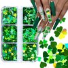 St.Patrick’s Day Nail Art Glitters Sequins 3D Holographic Laser Shamrock Designs Nail Art Flakes Shiny Green Clover Nail Stickers Nail Supplies for Women Girls Acrylic DIY Manicure Decoration 6 Grids