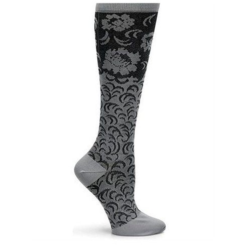 Comfortiva Graduated Compression Socks | 12-14 mmHg | Prevents Swelling | 1 Pair | Grey Damask