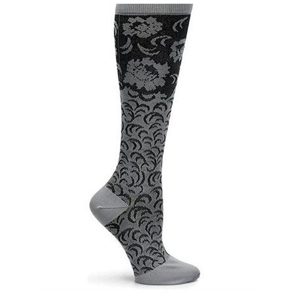Comfortiva Graduated Compression Socks | 12-14 mmHg | Prevents Swelling | 1 Pair | Grey Damask