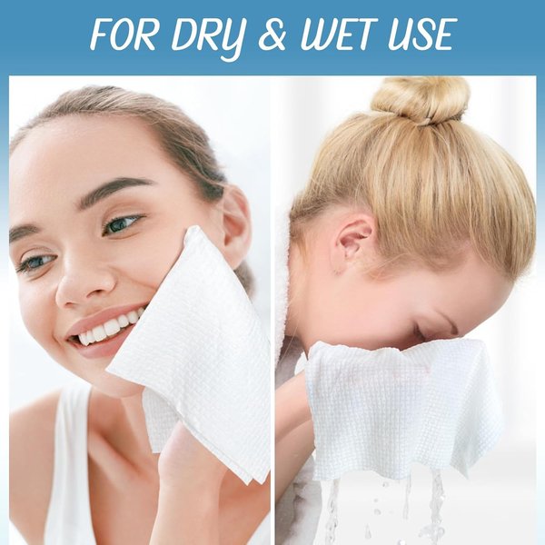 50 Count Disposable Face Towel XL, Biodegradable Facial Towels, Makeup remover towel, Super Soft, Thick Cleaning Washcloths，face towels，face wipes
