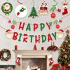 Christmas Birthday Party Decorations – Glittery Happy Birthday Banner, Christmas Hanging Swirls with Christmas Ornaments for Christmas Decorations, Christmas Birthday Decorations