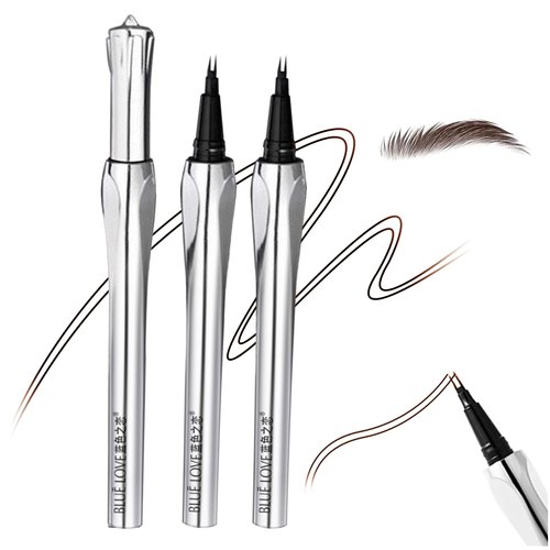BLUE LOVE 2PCS Two-Prong Eyebrow Pen, Upgrade 2 Tipped Eye Brow Pencils for Women, Waterproof Lasting All-Day Eye Makeup with Microblading Brow Pen with Hair Like Strokes (2PCS Brown)