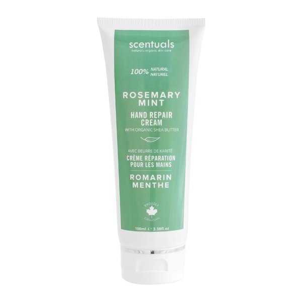 Hand Cream with Rosemary & Mint Essential Oil, Shea Butter, Cocoa Butter, Argan & Almond oil, Vitamin E and Aloe Vera, for Moisturizing Dry Hands, Cruelty Free, Natural Skin Care, 100 ml, 3.4 fl.oz