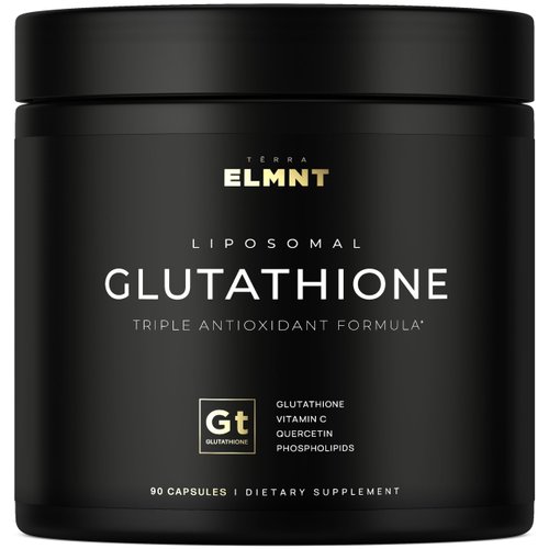 ELMNT 2150mg Super Antioxidant Liposomal Glutathione Supplement w. Vitamin C, Quercetin & Reduced L Glutathione 1000mg - Proven Complex for Best Absorption, Detox, Skin Glow + Immune - 90 Pills