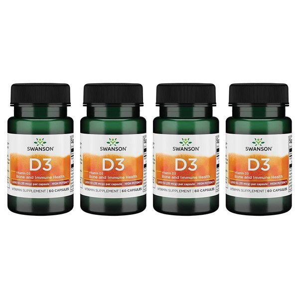 Swanson High Potency Vitamin D-3 1000 Iu (25 mcg) 60 Capsules (4 Pack)
