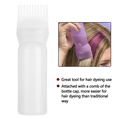 ZJchao Root Comb Applicator Bottle, 160ml Hair Dye Bottle with Graduated Scale, Profssional Brush Applicator Comb Hairdressing Coloring Styling Tool (White)
