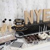 WEEPA 12Pcs New Year's Eve Party Supplies Party Decorations 2025 New Year Eve Hats HAPPY NEW YEAR Headbands Paper Black Tiara With Gold Glitter Headbands Kit for Kids Adults