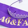 Casoty Purple 40th Birthday Sash and Tiara for Women, 40th Birthday Decorations for Women, 40th Crown and 40 & Fabulous Sash Set, Happy 40th Birthday, 40 Birthday Gifts for Women
