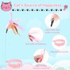 2Pcs Cat Collar Toy, Adjustable Cat Feather Neck Collar Toy Cat Teasing Wand with Silicone Collar, Funny Cat Stick, Interactive Self Playing Toys Bell for Indoor Cat Playing Small Animals(Blue, Pink)