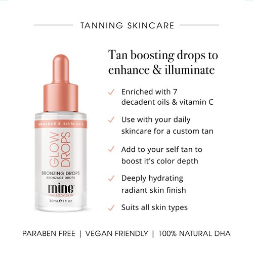 MineTan Self Tanner Tan Drops - Ultra Premium, Clean Sunless Tanner with 100% DHA, Infused With 7 Luxurious Oils + Vitamin C For Moisturizing, Glowing Skin, Vegan & Cruelty Free, 30ml