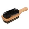 Brrnoo Double Sided Beard Brush, Imitation Bristle with Rubber Wood Handle for Men, Mustache Brush, Beard Grooming Tool - Brown