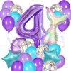 MSMANCY Mermaid Birthday Decorations for Girls, 25pcs Mermaid Party Supplies Set with Mermaid Tail, Shell, Star, Latex Balloons and Number 4 Balloon for 4th Mermaid Party Decorations (Number 4)