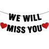 JunyRuny Pre-strung We Will Miss You Black Glitter Banner, Graduation Retirement Party Decorations, Going Away Farewell Gifts for Coworkers, Goodbye, Leaving, Army, Good Luck Supplies Decor