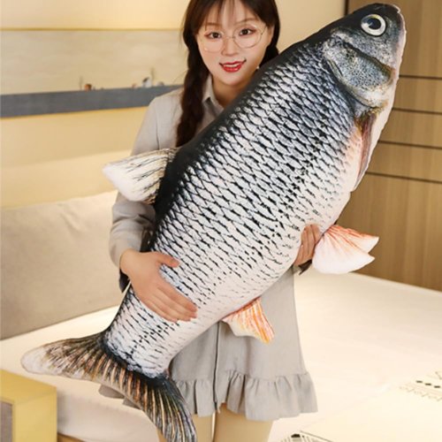 OUKEYI 31.5 inches / 80 cm Simulation Fish Plush Toy ，Soft Fish Cushion Pillow grass carp Plush Pillow Stuffed Toy Throw Pillow for Home Decoration Gift Kids Pillow Stuffed Animal Toy