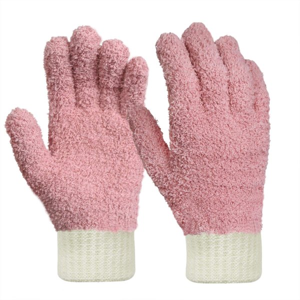 MIG4U Microfiber Dusting Gloves House Cleaning Glove for Blinds, Windows, Shutters, Furniture, and Car, Reusable Lint-Free Pink 1 Pair S/M