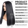 BEAUTY FLAG 13x4 Black Kinky Straight Lace Front Wigs for Women Synthetic Long Yaki Straight Lace Front Wig Long Black Wig For Black Women 24 Inch(Black)