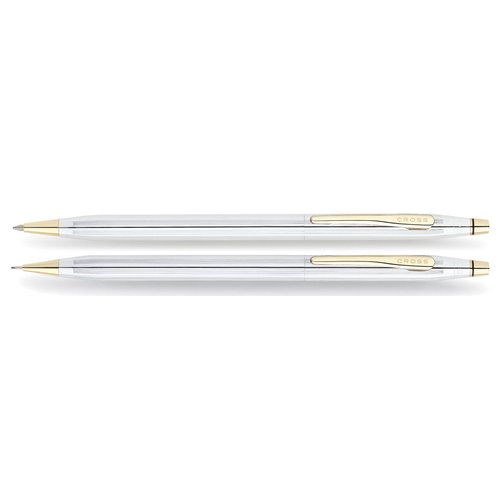 Cross Classic Century Refillable Medium Ballpoint Pen And 0.7mm Pencil Set, Includes Premium Gift Box - Medalist Chrome