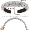 AHONEY Rhinestone Headband for Women Girls, Hair Bling Crystal Glitter Sparkly Diamond Padded Headband Fancy Jeweled Headpiece Holiday Hair Accessories Birthday Gifts (Silver)