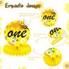 Lnlofen 8Pcs Bumble Bee Birthday Party Decorations Honeycomb Centerpieces, Happy 1st Bee Day Birthday Themed Table Centerpiece Toppers Party Supplies, Honey Bee Birthday Party Table Sign Decor