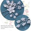 Heread Crystal Bride Wedding Hair Pins Silver Flower Bridal Head Piece Pearl Hair Accessories for Women and Girls (Pack of 3) (A Silver)