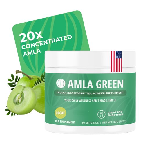 Amla Powder & Decaf Green Tea Superfood Supplement, 20x Ultra Concentrated Amla, Antioxidant Support, Made with Oolong Tea and Indian Gooseberries, Organic, Vegan, Decaf, 30 Servings