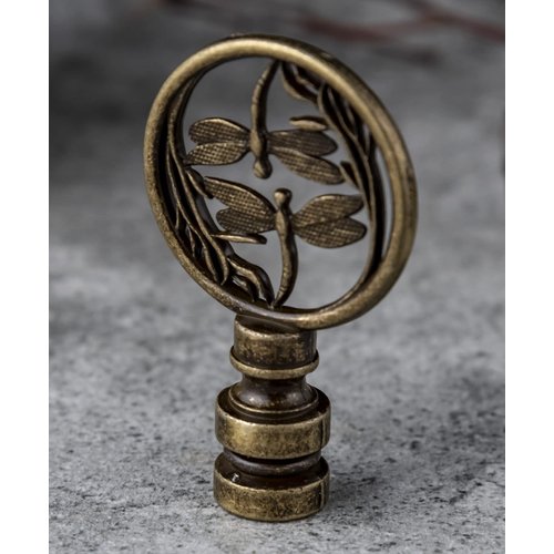 2 Packs Lamp Finial Cap Knob, Dragonfly Design Lamp Decoration for Lamp Shade, Antique Brass, 1-3/8 Inches