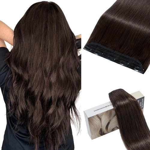TESSHAIR 5 Clip One Piece Clip in Hair Extensions Real Human Hair 10 Inch Human Hair Clip in Exte...