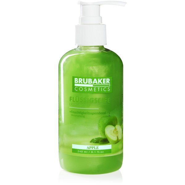 BRUBAKER Cosmetics Liquid Hand Wash Apple 8.1 Fl. Oz. in a Practical Dispenser - Cleans Gently and Moisturises - for Hygienically Clean Hands