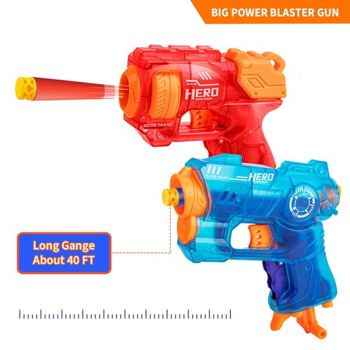 Banvih 2 Pack Mini Blaster Guns for Nerf, Small Toy Pistols for Toddlers Ages 3-5, Kids Ages 5-7 8-12 Year Olds - 20 Refill Foam Darts and 2 Wristbands, for Christmas Stocking Stuffers Birthday Gifts