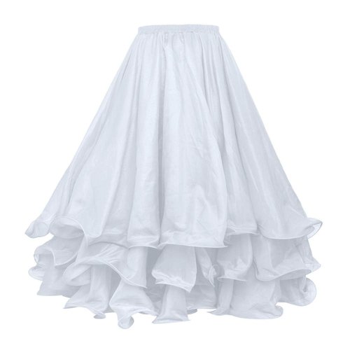 BellyLady Belly Dance Skirt Halloween Tribal Chiffon Tiered Maxi Full Skirt-White