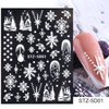 5D Embossed Snowflake Nail Art Stickers Christmas Nail Decal White Flower Lace Nail Decal Snowflake Leaf Nail Sticker Design Self-Adhesive Nail Decoration Supplies for Women DIY Christmas Manicure