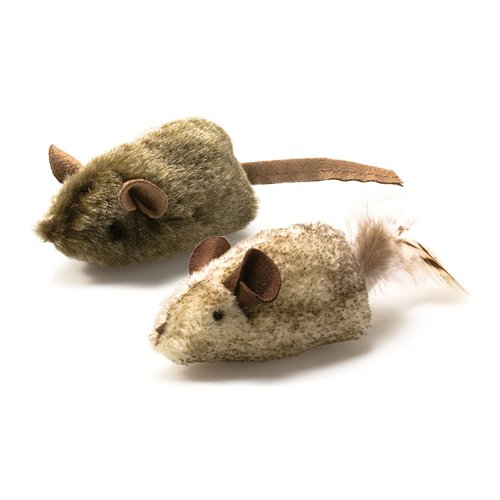 OurPets Play-N-Squeak Twice the Mice Cat Toy, 2pc (Interactive Catnip Toy, Real Mouse Electronic Sound)