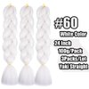 DOREN Jumbo Braids Hair Extensions Synthetic Hair Pure Color 3 Packs for Twist Box Braiding Hair 24inches #60 White Color