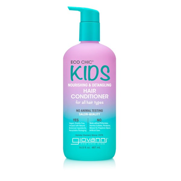 GIOVANNI Eco Chic KIDs Nourishing & Detangling Hair Conditioner - Kids Conditioner Detangler, Conditioner For Kids, Kids Hair Conditioner, For All Hair Types, Salon Quality, Vegan - 16.5 Fl Oz
