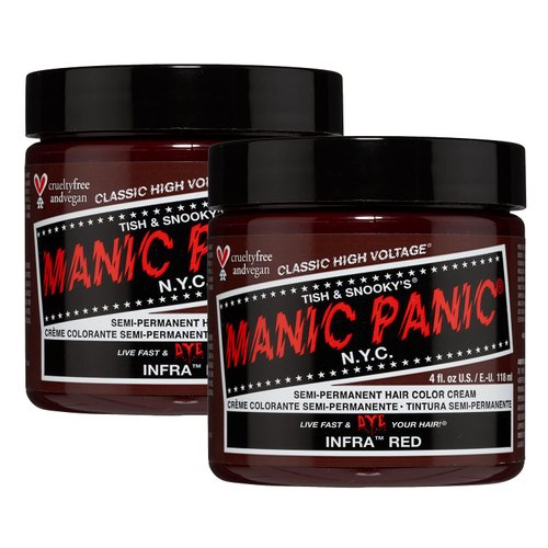 MANIC PANIC Infra Red Hair Dye - Classic High Voltage - (2PK) Semi Permanent Hair Color - Deep Mahogany Red Shade - For Dark & Light Hair – Vegan, PPD & Ammonia Free - For Coloring Hair on Men & Women