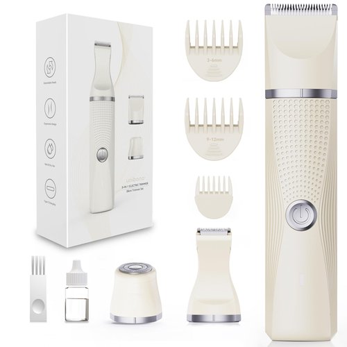 unibono Bikini Trimmer for Women,3-in-1 Rechargeable Hair Trimmer for Women,Waterproof Electric Women Trimmer for Pubic,Face,Leg and Underarm in USB-C Charging