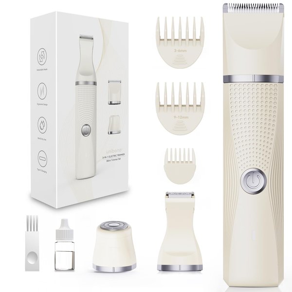 unibono Bikini Trimmer for Women,3-in-1 Rechargeable Hair Trimmer for Women,Waterproof Electric Women Trimmer for Pubic,Face,Leg and Underarm in USB-C Charging