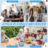 Syhood 4 Pcs Kids Card Holders Playing Card Holder for Kids Plastics Playing Card Tray for Adults Free Poker Holder Tray Happy New Year Family Card Activity Game Holds 10-12 Cards Each(Colorful)
