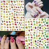 Fruits Nail Art Stickers, Holographic 3D Self-Adhesive Nail Sticker Design, Mixed Cherry Watermelon Strawberry Lemon Nail Decals Supplies for Women Girls Manicure Charms Decorations DIY Transfer Decal
