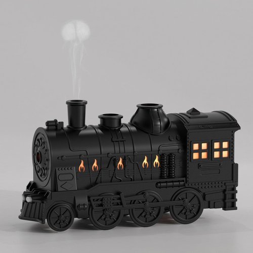 Train Shape Essential Oil Diffuser Humidifier, 2 Lighting Modes, Remote Control, Train Design Home Fragrance Aroma Diffuser, 300ml, for Bedroom Office Desktop (US Plug)