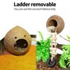 REPTIZOO Hermit Crab Coconut Shell Hideout, Leopard Gecko Hide Cave with Ladder, Reptile Coco Hut Cave Habitat with Suction Cup Terrarium Décor for Crested Gecko,Hermit Crab, Lizard, Leopard Gecko