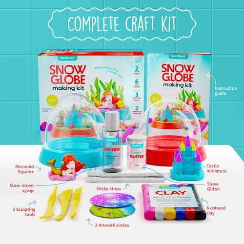 Dan&Darci Snow Globe Making Kit for Kids - Make Your Own Water Globes Kits - Kid Christmas Stocking Stuffers Craft Activities for Age 3 4 5 6 7 8 9 - DIY Art Crafts - Gifts Ideas and Toys for Boys