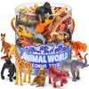 60 Piece Mini Zoo Animal Toy With Gift Box, Realistic Small Plastic Animal Figure Sensory Bins, Jungle Animal Party Favors, Cupcake Topper, School Education, Birthday Gifts for Kids Toddlers