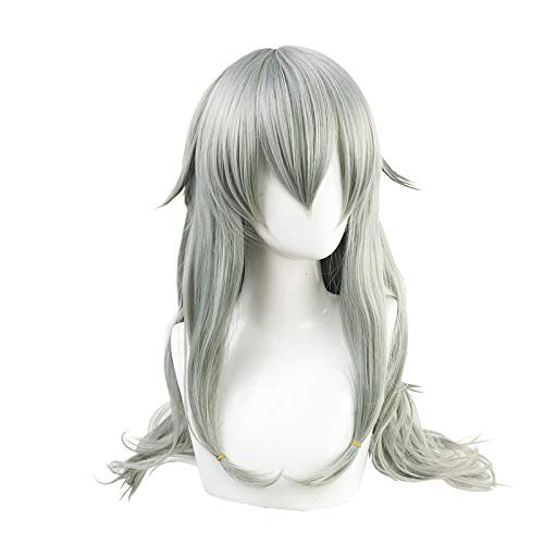 osseoca Grass Gray Cosplay Wavy Long Synthetic Hair Anime Lolita Comic Exhibition Halloween Carnival Cosplay Hair COS Ombre Wigs with Bangs
