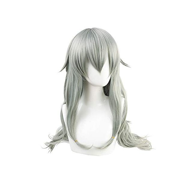 osseoca Grass Gray Cosplay Wavy Long Synthetic Hair Anime Lolita Comic Exhibition Halloween Carnival Cosplay Hair COS Ombre Wigs with Bangs