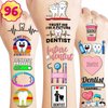 96PCS Cute Future Dental Dentist Temporary Tattoos Birthday Themed Party Supplies Decorations Favors First Milk Tooth Teeth Stickers Tattoo Gifts for Baby Kids Girls Boys Decor School Reward Christmas