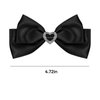 Black Satin Hair Bow Clips, Christmas Valentine School Hairpins with Heart Rhinestones,Handmade Bowknot Hair Accessories for Kids Girls New Year Decor