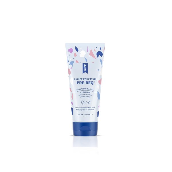 Higher Education Skincare PRE-REQ Travel Size 5% Glycolic Acid Purifying Facial Cleanser for Oily to Combination Skin, 3 fl. oz., Brightening & Gentle Exfoliating Face and Body Wash w/Tea Tree Oil